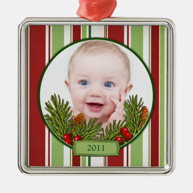 Baby's First Christmas Ornament - Square Shape (Front)