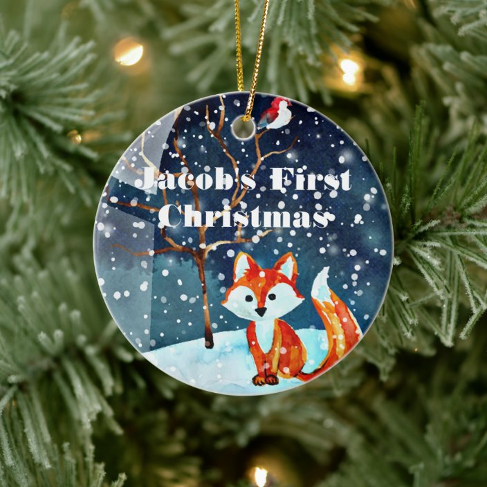 baby's first christmas fox ornament