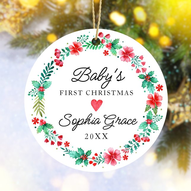 Babys First Christmas Ornament Watercolor Wreath (Babys First Christmas Ornament Watercolor Wreath)