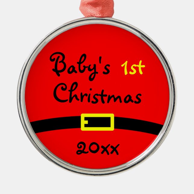 Baby's First Christmas Ornament With Year (Front)