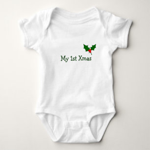 Baby's First Christmas Outfit with Holly Baby Bodysuit
