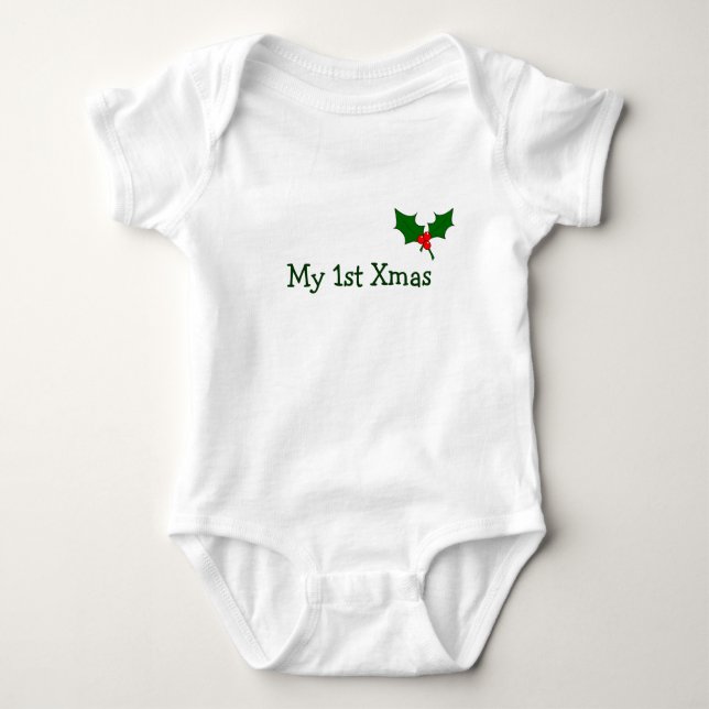 Baby's First Christmas Outfit with Holly Baby Bodysuit (Front)
