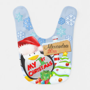 Baby's First Christmas Penguin Bib