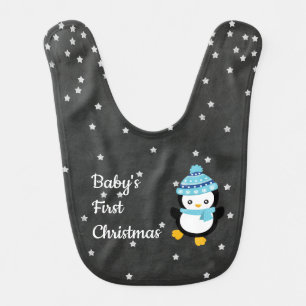 Baby's First Christmas Penguin Chalkboard Bib
