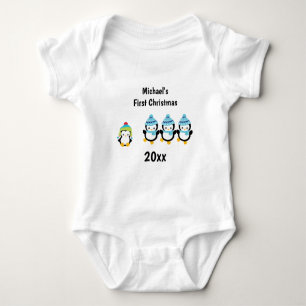 Baby's First Christmas Penguins Baby Bodysuit