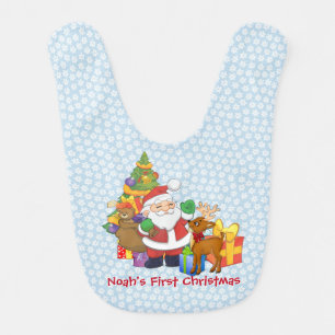 Baby's First Christmas Personalize Name Cute Bib