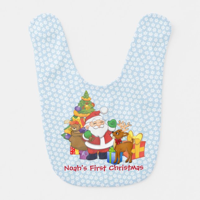 Baby's First Christmas  Personalize Name Cute Bib (Front)