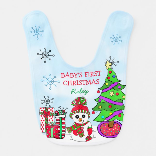 Baby's First Christmas Personalized Baby Baby Bib (Front)