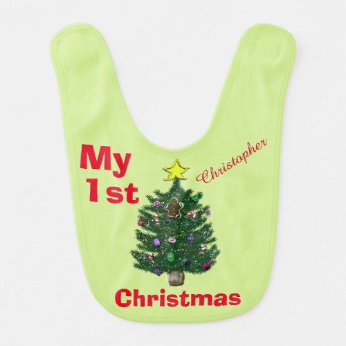 Babys First Christmas Personalized Baby Bib