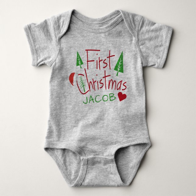 Baby's First Christmas Personalized Baby Bodysuit (Front)
