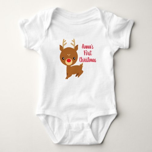 Babys First Christmas Personalized Baby Bodysuit