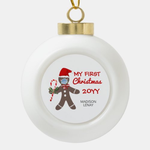 Babys First Christmas Personalized Ceramic Ball Christmas Ornament