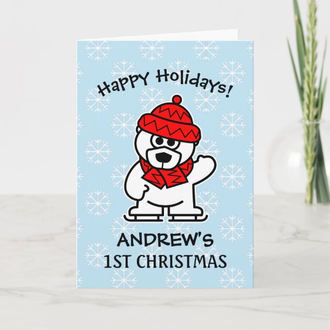 Baby's first Christmas personalized cute Holiday Card (Front)