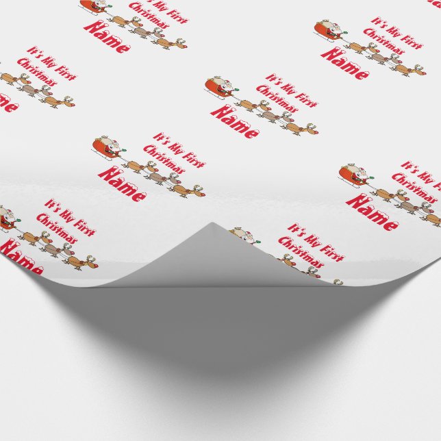 Babys First Christmas Personalized giftwrap Wrapping Paper (Corner)