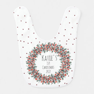 Baby's first Christmas personalized name bib