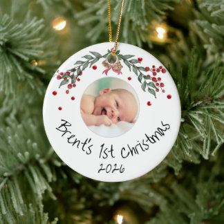 Baby's First Christmas Personalized Photo Ceramic Ornament