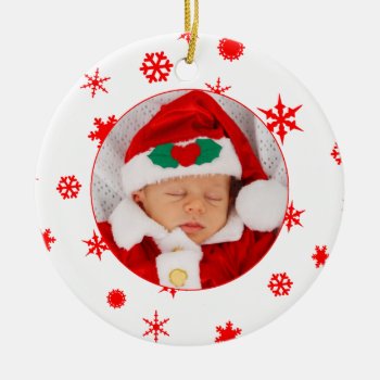 Baby's First Christmas Personalized Photo Ornament by UniqueChristmasGifts at Zazzle