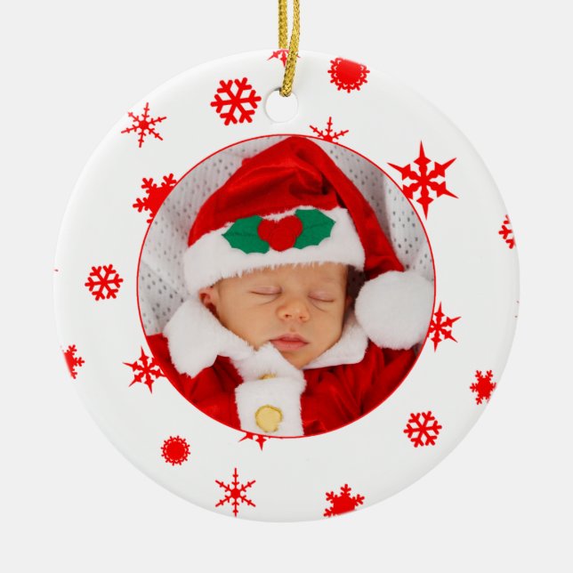 Baby's First Christmas Personalized Photo Ornament (Front)