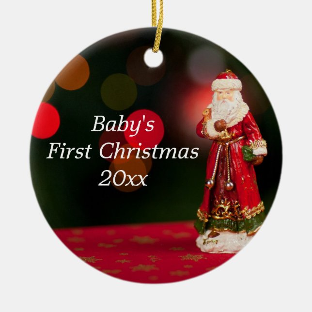 Baby's First Christmas Personalized Santa Ornament (Front)