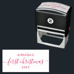 Baby's First Christmas Personalized Self-inking Stamp<br><div class="desc">First Christmas in red ink and personalized with your babys name and the year.</div>