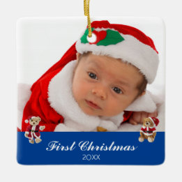 Baby's First Christmas Personalized Square Ceramic Ornament