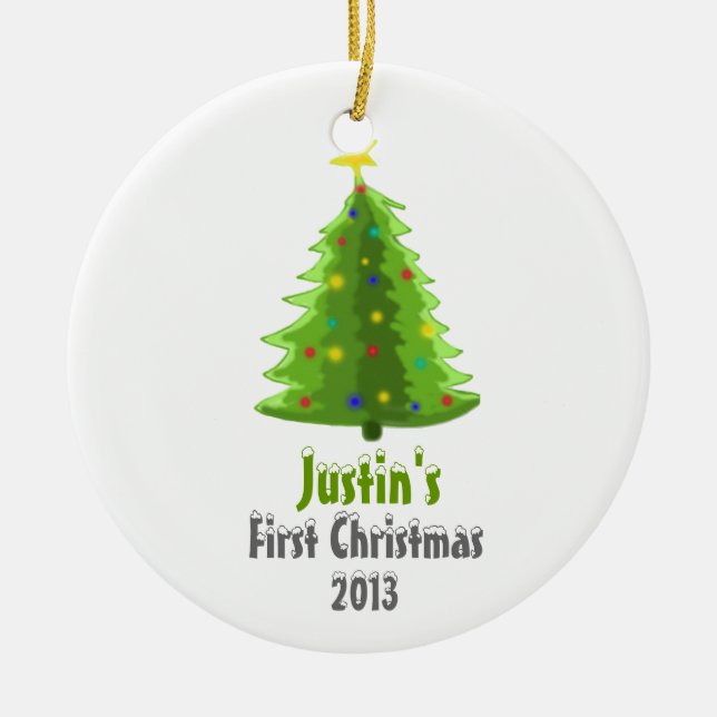 Baby's First Christmas Personalized Tree Ornament (Front)