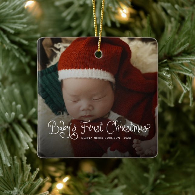 Babys First Christmas  Photo  Ceramic Ornament (Tree)