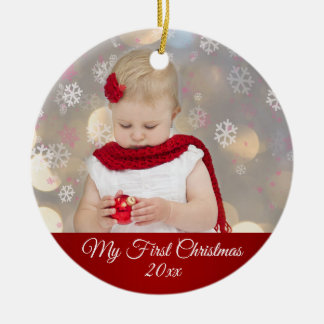 Baby's First Christmas Photo Ceramic Ornament