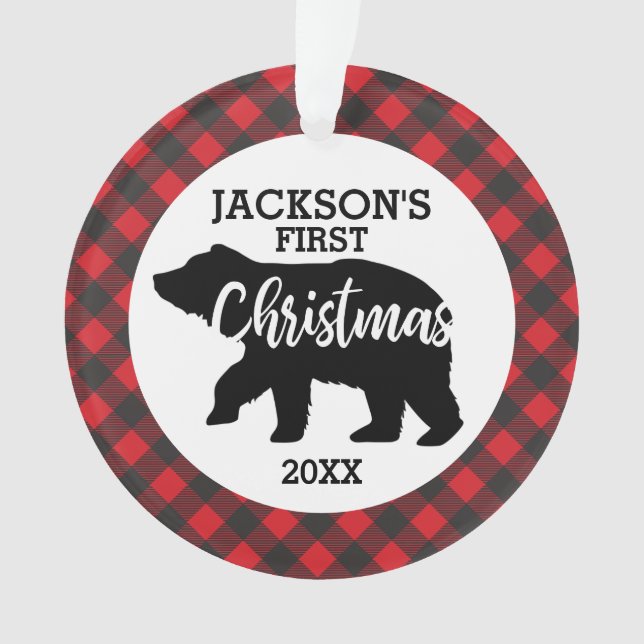 Babys First Christmas Photo Ceramic Ornament (Front)