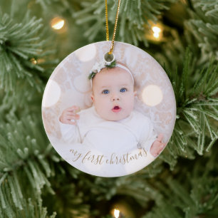 Baby's First Christmas Photo Ceramic Ornament