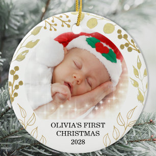 Baby's First Christmas Photo  Ceramic Ornament