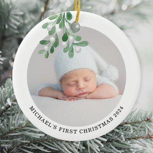 Baby's First Christmas Photo Ceramic Ornament