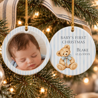 Baby's First Christmas Photo Ceramic Ornament