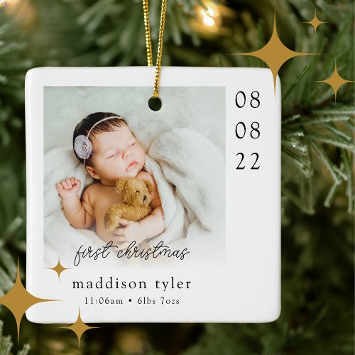 Babys First Christmas Photo Ceramic Ornament