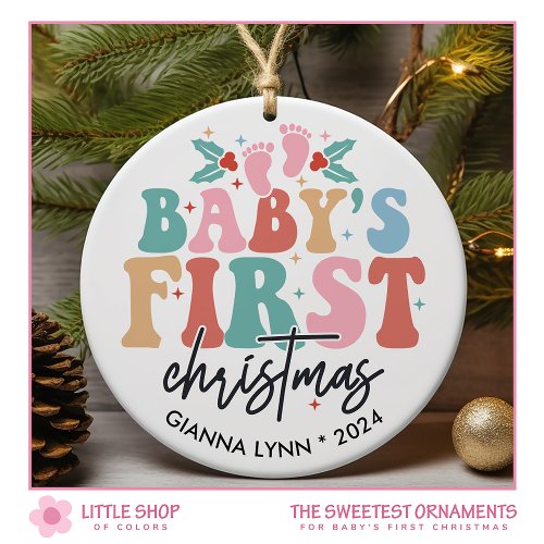 Babys First Christmas Photo Ceramic Ornament