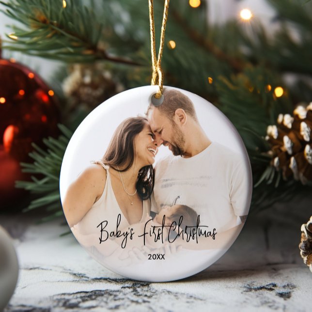 Baby's First Christmas Photo Ceramic Ornament (Creator Uploaded)