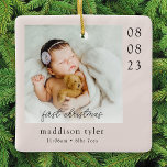 Baby's First Christmas Photo Ceramic Ornament<br><div class="desc">A modern photo keepsake</div>