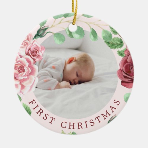Babys first Christmas photo Ceramic Ornament