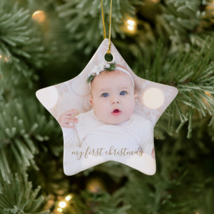 Baby's First Christmas Photo Ceramic Ornament