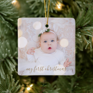 Baby's First Christmas Photo Ceramic Ornament