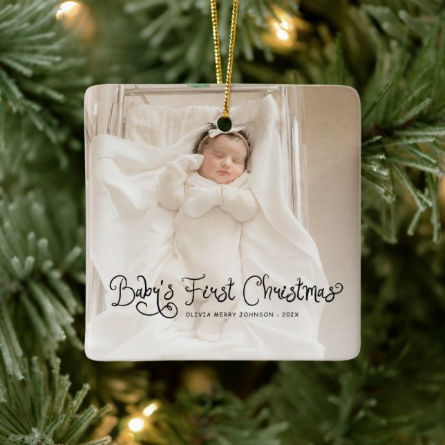 Babys First Christmas  Photo  Ceramic Ornament (Tree)
