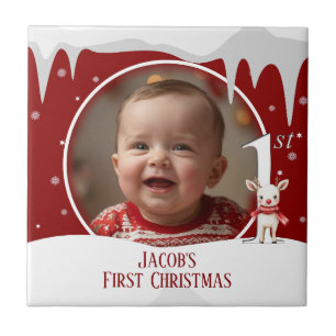 Baby's First Christmas Photo Ceramic Tile
