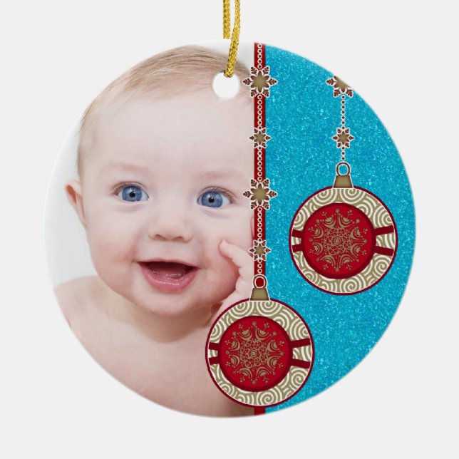 Baby's First Christmas Photo Christmas Ornament (Front)