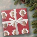 Baby's First Christmas Photo Custom Name and Year Wrapping Paper<br><div class="desc">Traditional Red and White Border - Perfect gift for new parents or grandparents. A keepsake that highlights one picture and personalized text.</div>