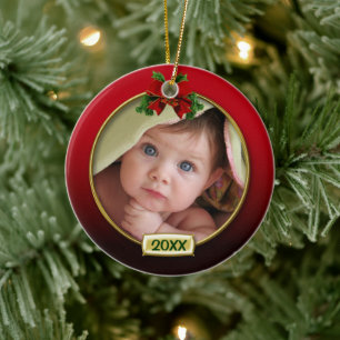 Baby's First Christmas Photo Frame Ceramic Ornament