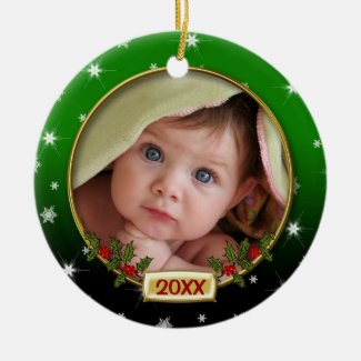 Baby's First Christmas Photo Frame Ceramic Ornament