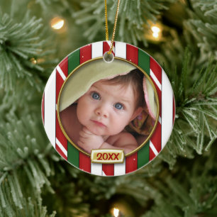Baby's First Christmas Photo Frame Ceramic Ornament
