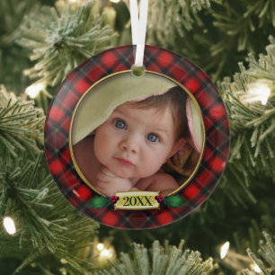 Baby's First Christmas Photo Frame Glass Ornament