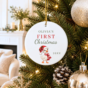 Baby's First Christmas photo Goose Ceramic Ornament