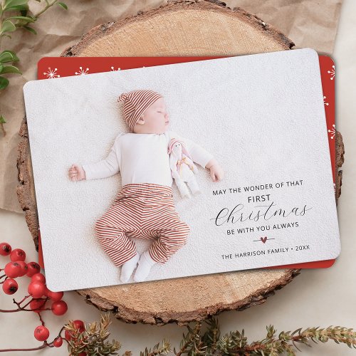 Babys First Christmas Photo Holiday Card